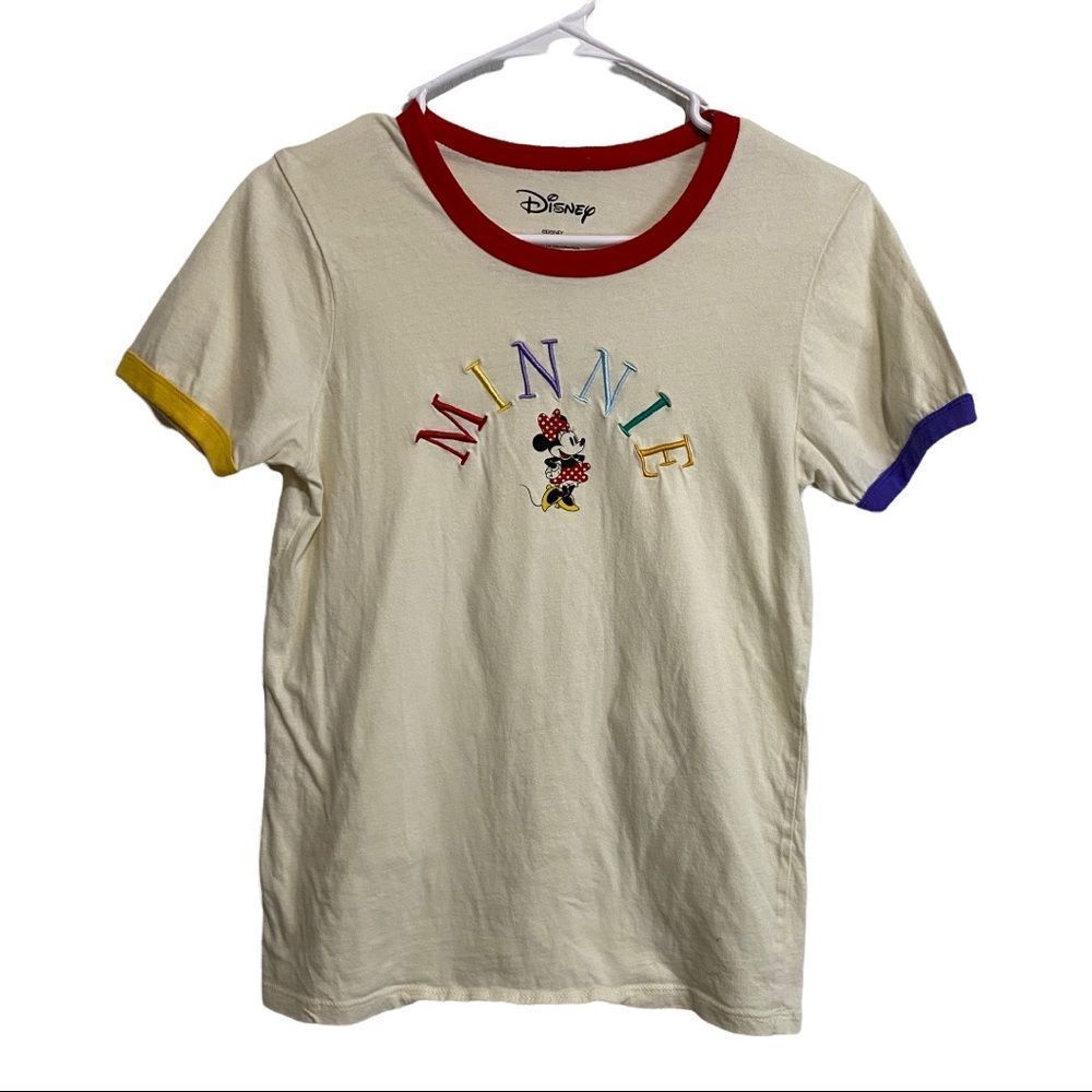 Disney Minnie Mouse Embroidered ringer tee short sleeve top-Small